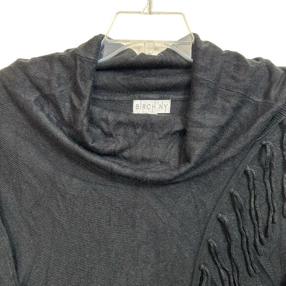 Birch NY Cowl Neck Sweater Top Black Fringe Long Sleeve Women's Small NWOT‎ - Picture 2 of 11